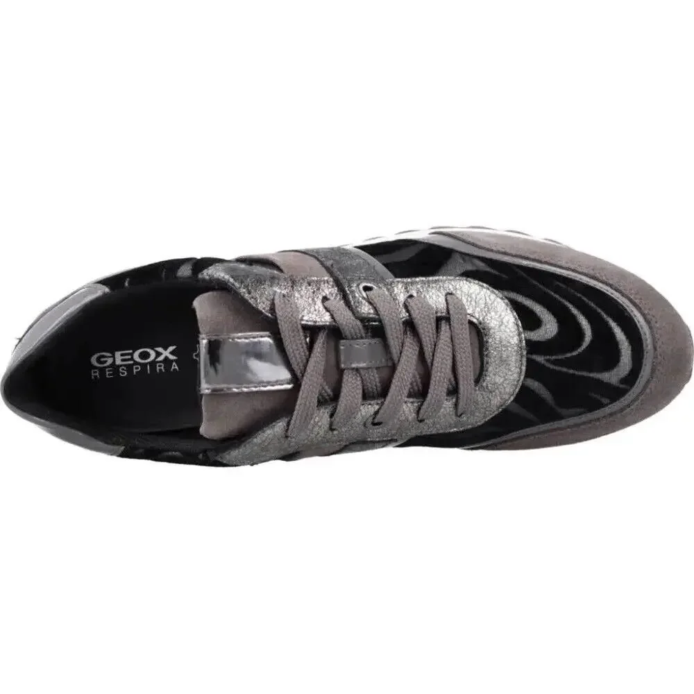 Geox Tabelya Sneakers Dark Grey, Black Velvet ,Suede Comfort Tennis Shoes 7 $170 - Picture 5 of 7